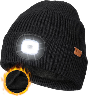 Wmcaps Mütze Mit LED Licht, Wintermütze Mit Dickem Warmen Futter, Integrierte Be