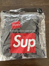 Supreme Hanes Cushioned Crew Socks Black 4 Pairs Size 6-12 Reinforced Heel Toe