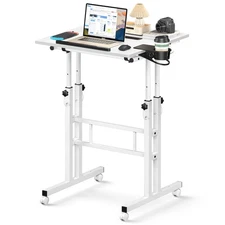 Small Standing Desk with Wheels, Mobile Stand Up Desk, Portable Standing Tabl...