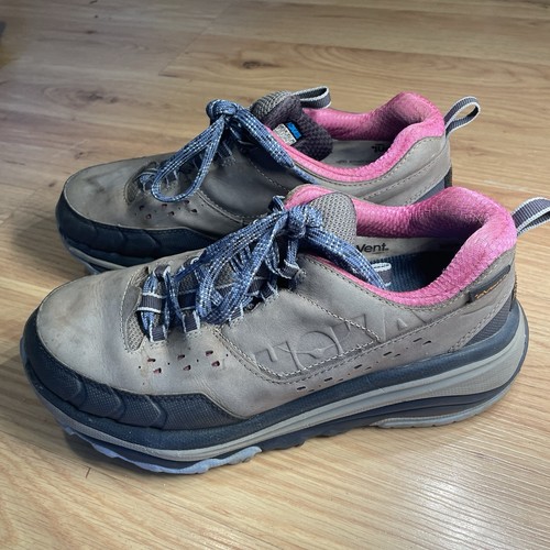 Hoka One One Tor Summit WP Wmn 7 Waterproof Hiking Trail Shoes Vibram Gray Pink