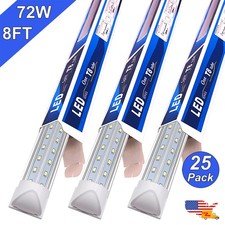 Led Shop Lights 25 Pack 8Ft 72W 6500K 9000Lm T8 Garage Linkable Ceiling Fixtures