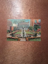 Linen Postcard Old Stone House And Enchanted Garden Edgar Allan Poe Shrine VA