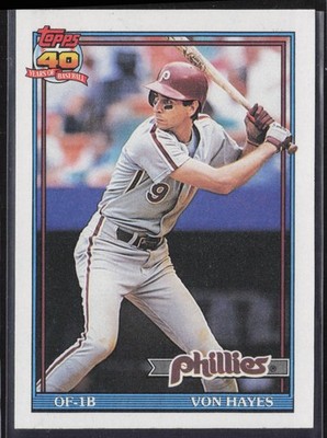 Von Hayes 1991 Topps Cracker Jack Series Two #5 Philadelphia Phillies