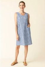 HABITAT Clothes To Live In Dress NEW TAGS Sz XL Blue Pockets V Neck Sleeveless