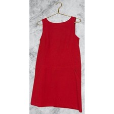Ann Taylor LOFT Womens Red Sleeveless Drop Waist Shift Dress Size 6 Pocket Zip