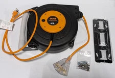 VEVOR Retractable Extension Power Cord Reel 50' Orange Heavy Duty 14AWG/3C SJTOW