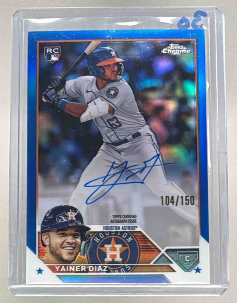 Yainer Diaz 2023 Topps Chrome #RA-YD Blue Refractor Rookie Auto RC /150