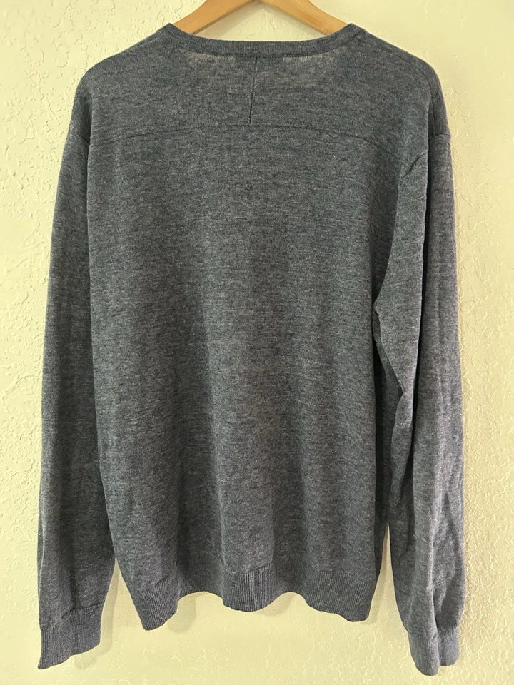 Suéter Henley Vince Para Hombres Talla XL Mezcla de Lino Azul Foto 2 de 4