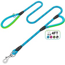 Heavy Duty Dog Leash 2 Handles 4/5/6ft-Blue Dog Leashes for Medium Large Dogs...