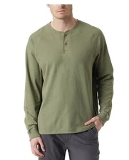 Bass Outdoor Hiker Henley Long-Sleeves Shirt,Deep Lichen Green, Large