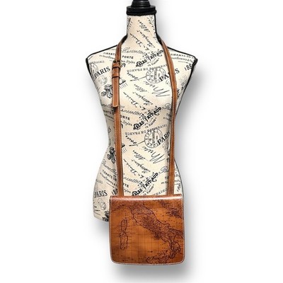 Patricia Nash Genuine Leather Signature Map Granada Riot Rust Cross Body Handbag