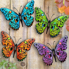 Metal Butterfly Wall Decor - 9.6", Outdoor Hanging Art for Garden, 4 Pack