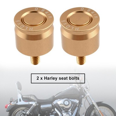 2X Sattelschraube Aluminium Eloxiert Gold Für Dyna Softail Glide Road King F4