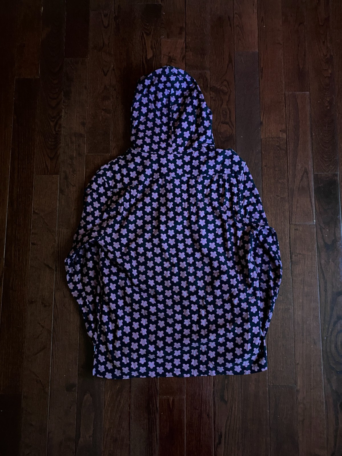 upreme Hooded Flower Flannel Shirt Black Size M FW15 thumbnail 3