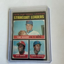 Topps 1971 League Leaders 1970 NL Strikeout Leaders Seaver Gibson #72
