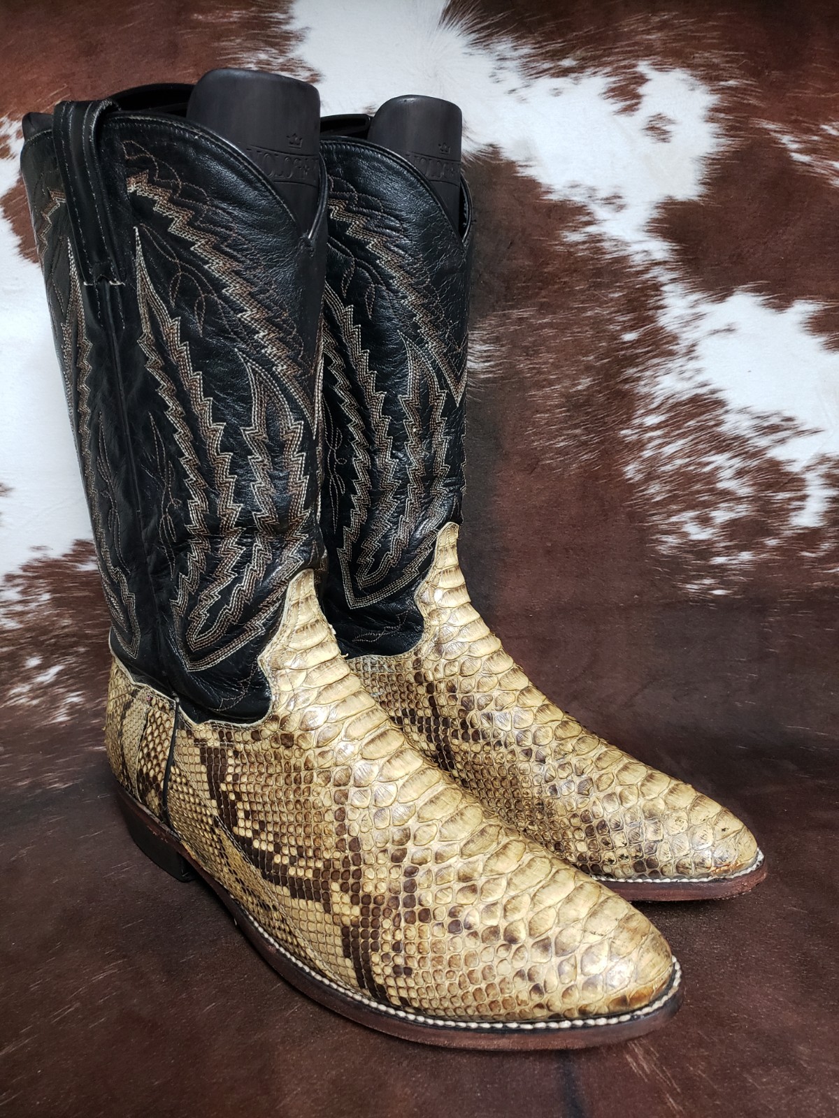 Dan Post Vintage Natural Python Snake Western Cow… - image 1