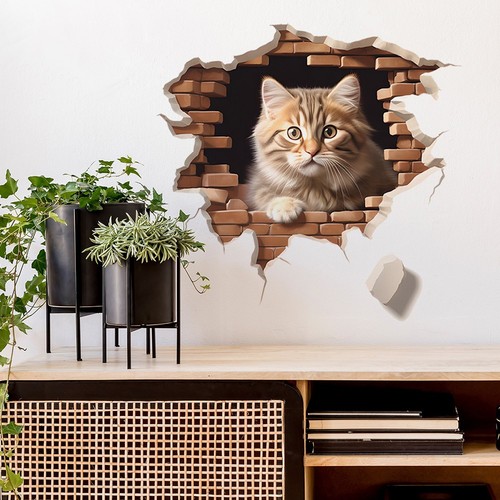 D Effect Cat Creative Creative Cute Decals Decoration Monitor Brightness - Picture 2 of 11