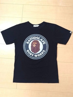 Vintage 90s BAPE Busy Works Circle Logo T-Shirt General Tag Black S Archive JDM