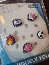 Crocs Uniquely You Eye Heart Tose Skull Fire Jibbitz Charms 5 Pack Hand Drawn