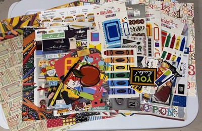LARGE Lot Of Grade Thru High School Scrapbooking Stickers, Paper, & Cutouts
