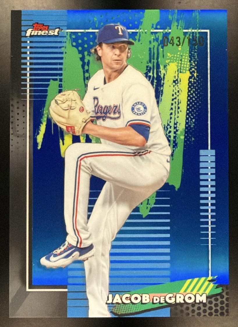 Jacob deGrom 2026 Topps Finest Blue Refractor /150 #21 Rangers
