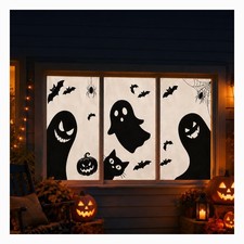3 Pcs Halloween Window Decorations, Spooky Cute Ghost Halloween Window Decor ...