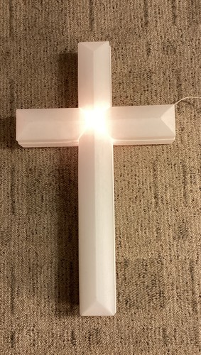 Rare Vintage 1998 Union Products White Blow Mold Light Up Christmas Easter Cross