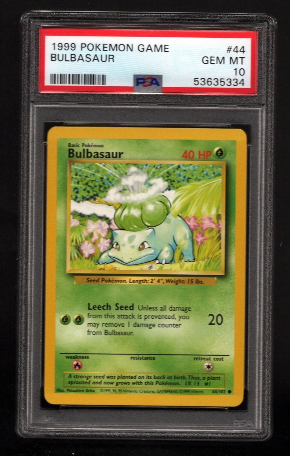 1999 Pokemon POKEMON GAME #44 Bulbasaur front