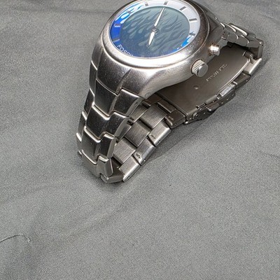 Fossil Big Tic Fire Blue Flames Men's Stainless Steel Watch