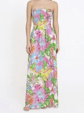 Lilly Pulitzer For Target Sz Medium Strapless Maxi Dress Nosey Posey Tropical