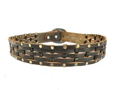 Unstamped HTC Hollywood Trading Brown Black Belt Threaded Basket weave Design 34