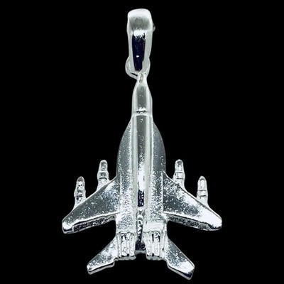 925 Sterling Silber Kampfjet Flugzeug Pilot Anhänger Handarbeit Taxco Mexico