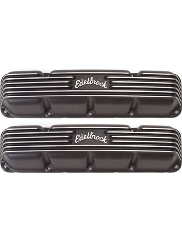 Edelbrock Valve Covers Classic Series Stock Cast Aluminium Black Powderc (41993) - Picture 1 of 12