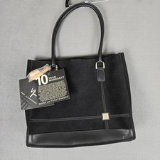 Diane Von Furstenberg Large Black Shoulder Tote Purse Cancas Suede Leather NWT