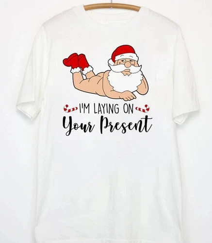 Sale White Funny Santa Christmas Graphic T-Shirt S-5XL - product listing photo