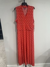 Vince Camuto womens long stretch red white DRESS sleeveless 1X NEW $109