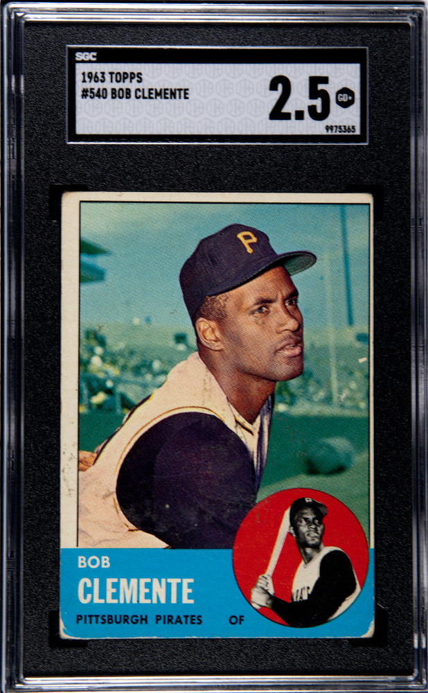 1963 Topps Baseball Card #540 Roberto (Bob) Clemente Pirates HOF SGC 2.5 Good+