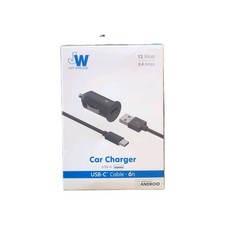 Just Wireless Dual Car Charger USB To USB-C Cable 6ft Black Android Samsung Sony