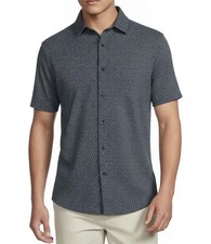 Cremieux, Men's, Blue Label Geometric Button Knit Short Sleeve Shirt-Large