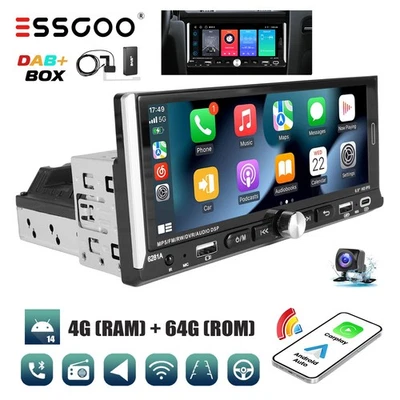 Android 14 4+64G DAB+ Autoradio 1DIN Apple Carplay IPS Screen GPS RDS SWC Kamera - Bild 1 von 4