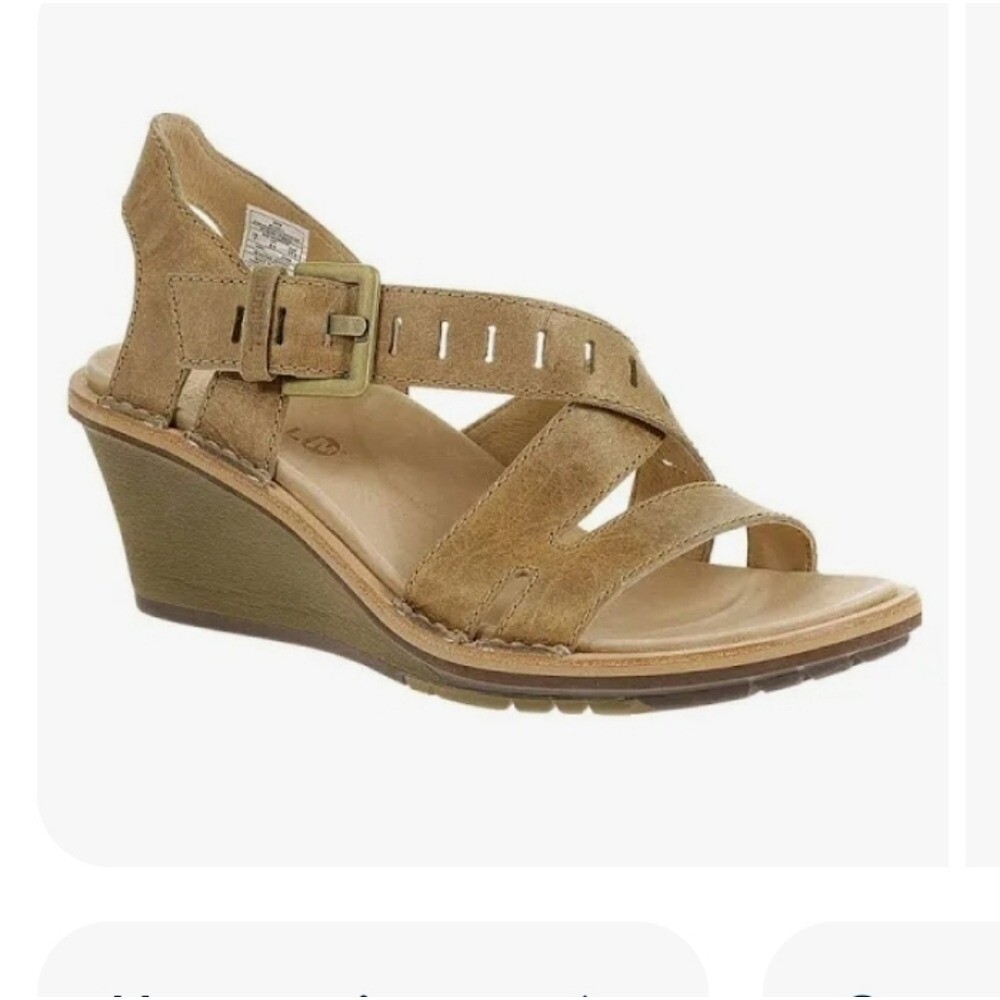 Scarpe MERRELL beige taglia 9 sirah reticolo zeppa cinghie pelle comode da passeggio