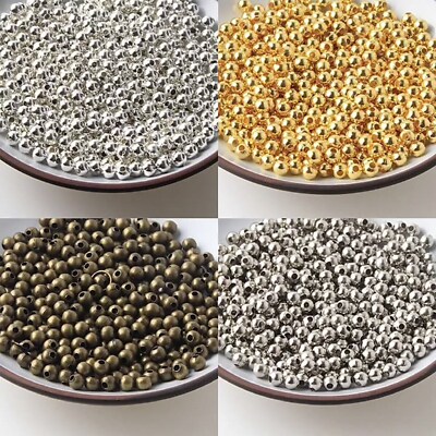 500 Pcs Metal Small Round Beads 4.0mm Mini Smooth Ball Spacer Jewelry Finding