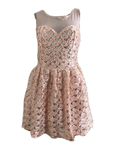 SELTEN LONDON RETRO 50ER JAHRE MESH PAILLETTEN SKATER ABSCHLUSSBALL PARTY KLEID UK 10 EU 38 SMALL NEU MIT ETIKETT