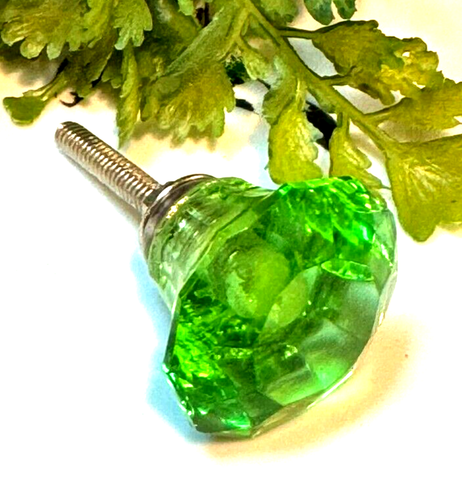 2; Vintage-Green Diamond Cut Glass drawer knobs handles pulls Hardware Furniture - Picture 10 of 18