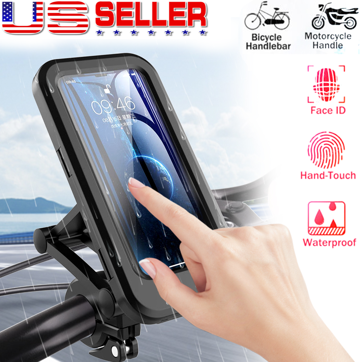 Waterproof Handlebar Motorcycle Bicycle MTB Phone Mount Bike Cell Phone Holder