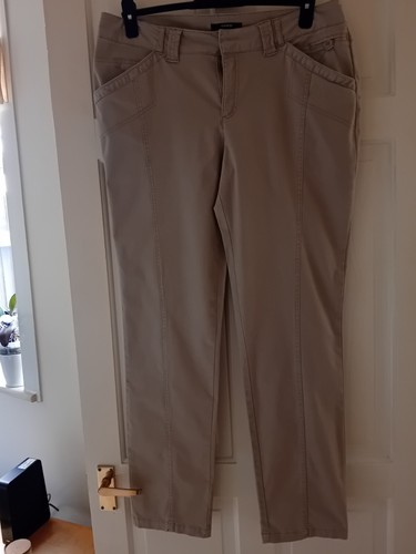 Womens George Sand Beige Cotton Straight Leg Trousers with Stretch Size 14