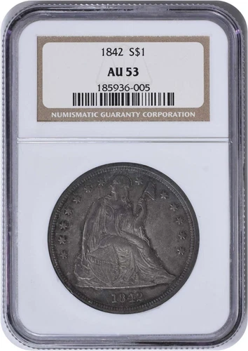 1842 Liberty Seated Dollar AU53 NGC