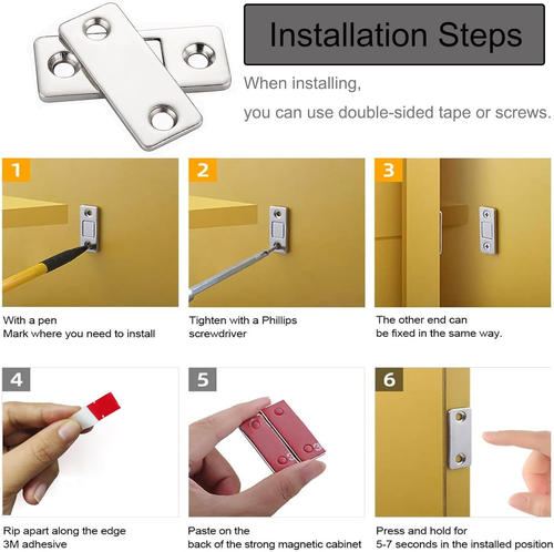 Cabinet Magnetic Catch 12 Packs Ultra Thin Door Magnets Drawer Magnet Stainless  - Bild 3 von 12