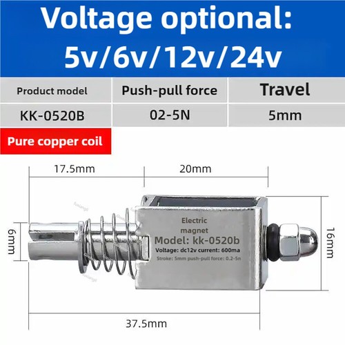 Elektromagnet DC5V DC6V DC12V DC24V Öffnen/Schließen Schub Zugmagnet Hub 5-20mm - Bild 8 von 20