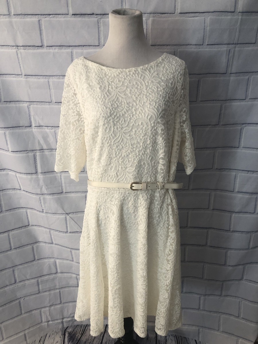 Charter Club Belted Lace Dress, Created for Macy's - White XL